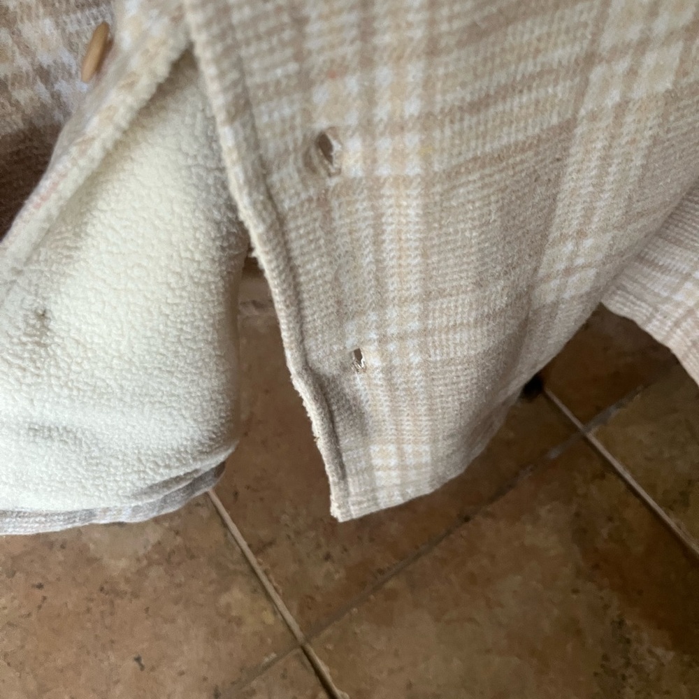 Plaid Button-Up Shirt in Beige - Picture 5 of 6